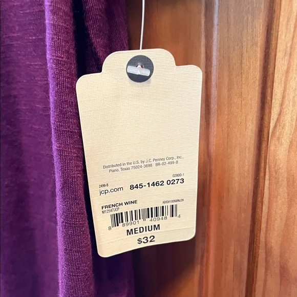 St. John's Bay Purple Floral Short Sleeve Top - Picture 2 of 4